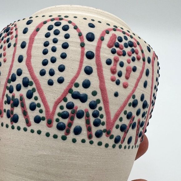 Ceramic project small ginger jar Mandela pattern dots - Picture 7 of 14